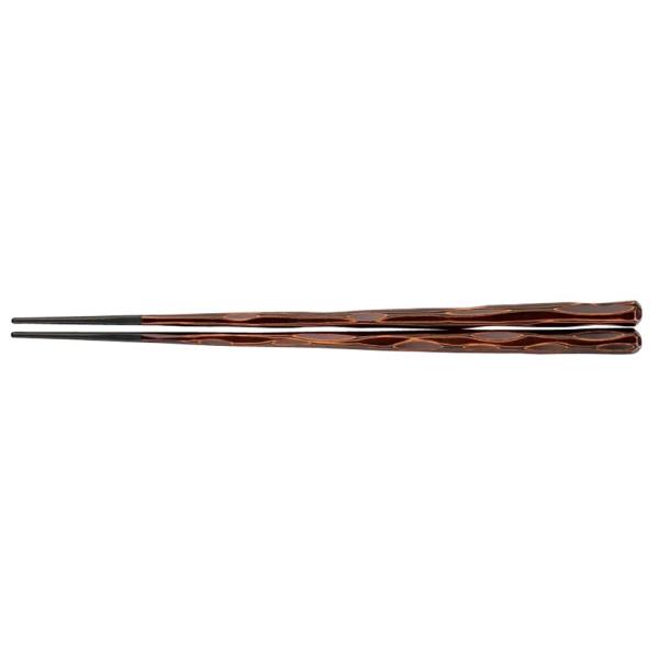 PBT　六角一刀彫箸　栃　24cm　10膳入　90030864　RHS-E3