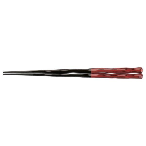 PBT　六角一刀彫箸　根来　22.5cm　10膳入　90030743　RHS-E4