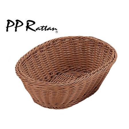 PPラタン　PP小判型バスケット　ブラウン　18型　OV-104-BR　WBS-41