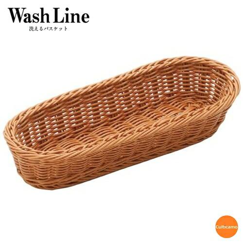 樹脂バスケット　小判型　ナチュラル　茶　27cm　91-002B　WBS-18