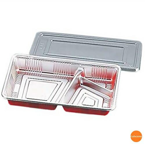 仕切付弁当容器　透明蓋付　LC-8P　220ｘ145ｘ30　100セット入　GBV-19