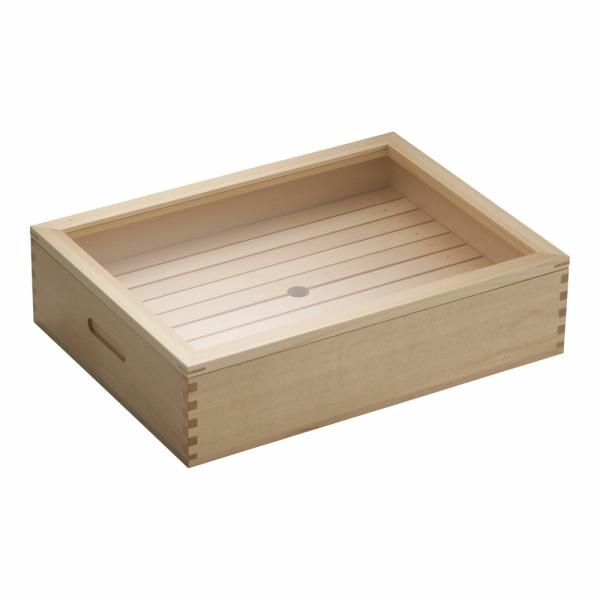木製　ネタ箱　目皿・アクリル蓋付　35585　大　39cmｘ29cm　ANT-11