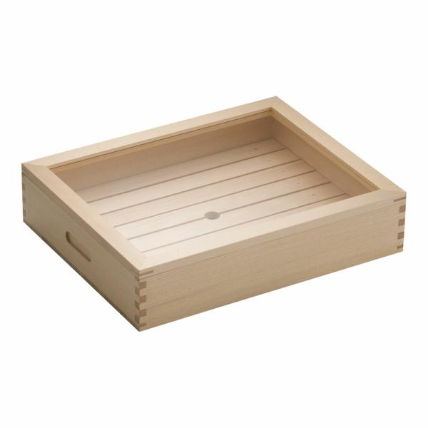 木製　ネタ箱　目皿・アクリル蓋付　35583　小　34.5cmｘ27.5cm　ANT-11