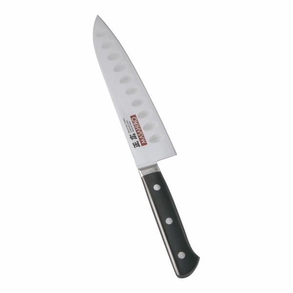 正広　MV-H鋼　ディンプル　シェフナイフ　両刃　18cm　14980　プラ柄　AMS-L3