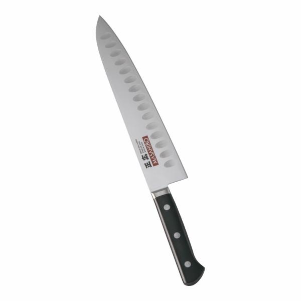 正広　MV-H鋼　ディンプル　シェフナイフ　両刃　27cm　14983　プラ柄　AMS-L3