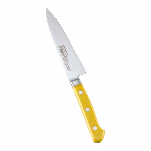 堺實光　スタンダード　抗菌　プラ柄　ツバ付　ペティナイフ　両刃　12cm　黄　56081　AZT-6...