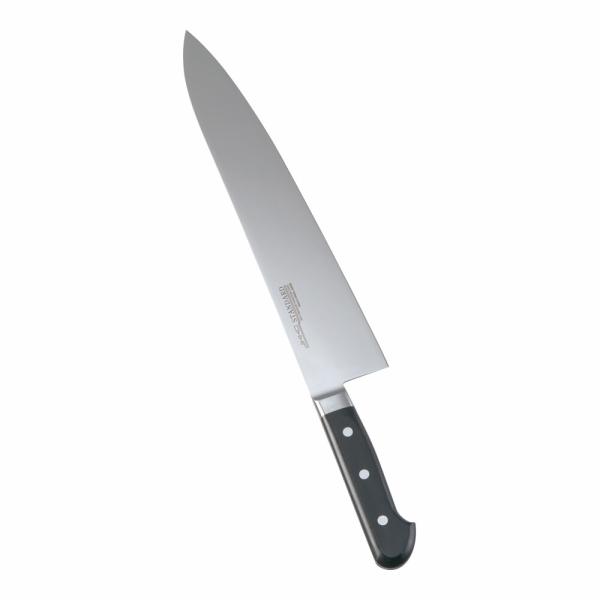 堺實光　スタンダード　抗菌　プラ柄　ツバ付　牛刀　両刃　30cm　黒　51508　AZT-70