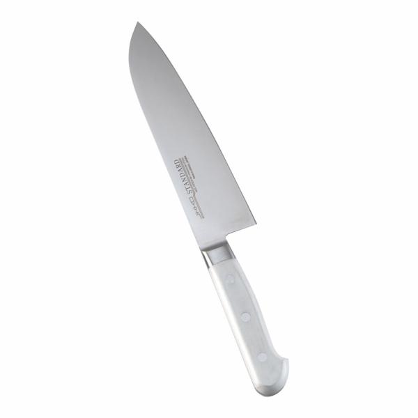 堺實光　スタンダード　抗菌　プラ柄　ツバ付　三徳　両刃　18cm　白　56184　AZT-73