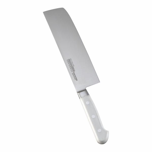 堺實光　スタンダード　抗菌　プラ柄　ツバ付　菜切　両刃　18cm　白　56185　AZT-74