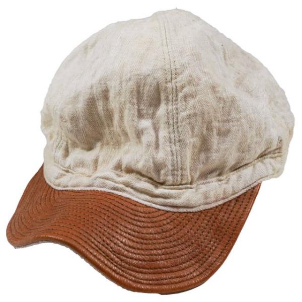 KAPITAL キャピタル レザー切り替え ヘリンボーンワークキャップ ONE SIZE ナチュラル...