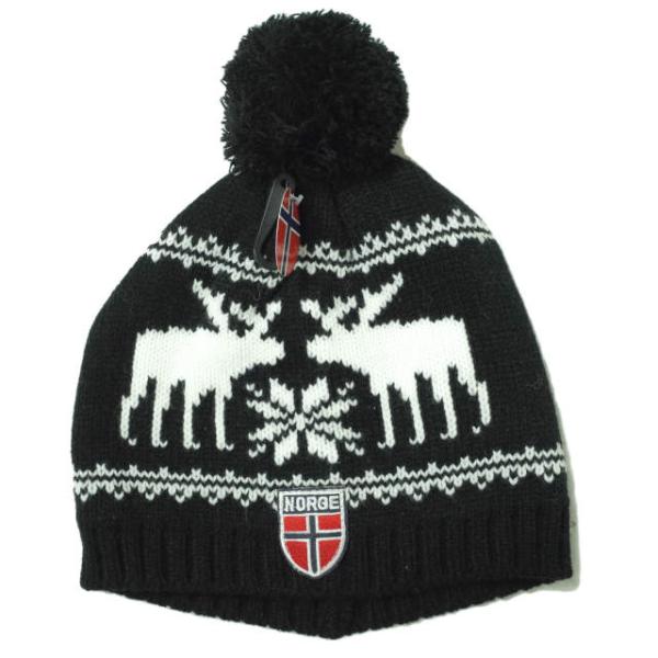 新品 STARZONE NORWAY DESIGN ボンボン付き ノルディック柄ニットキャップ BL...