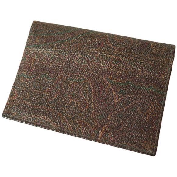 ETRO エトロ ペイズリーレザーカードケース ダークブラウン パスケース g11185