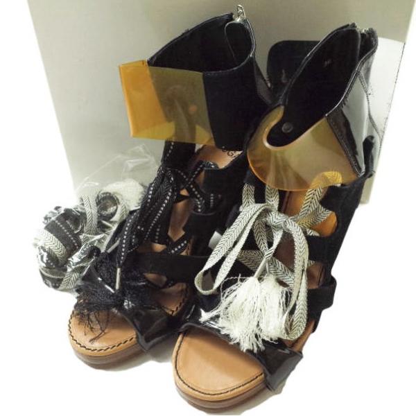 TOGA トーガ 異素材ドッキング レースアップヒールサンダル TA22-AJ522 38(24-2...