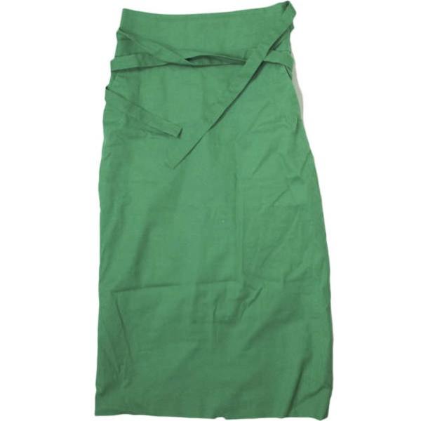 SACRA サクラ 日本製 コットンリネンストレッチ ウエストリボン付き 膝下丈 タイトスカート 1...