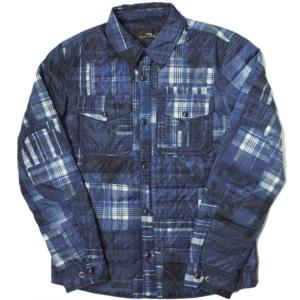 RLX Ralph Lauren ラルフローレン PRINT PATCHWORK DOWN SHIRT JACKET 転写チェック ダウンシャツジャケット 784560066002 S ブルー g11914｜looponline