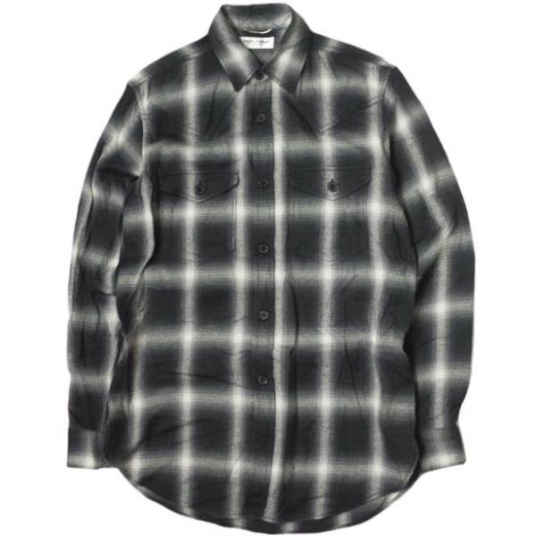 SAINT LAURENT PARIS サンローランパリ 15AW エディ期 オンブレチェックシャツ...