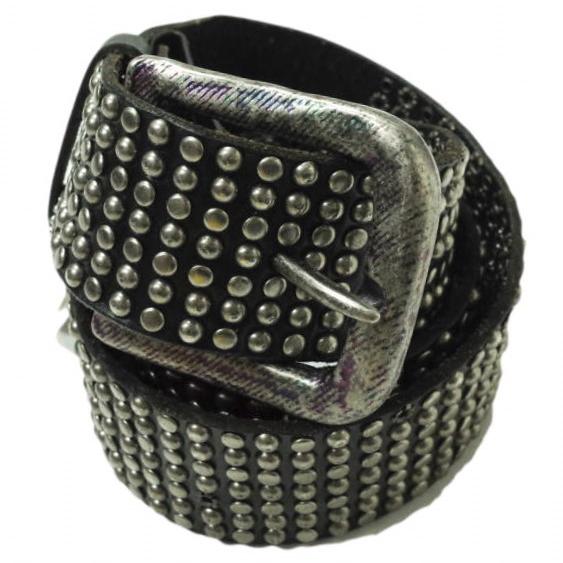 新品 LEATHER ISLAND レザーアイランド ボールスタッズレザーバックルベルト 3-LI5...