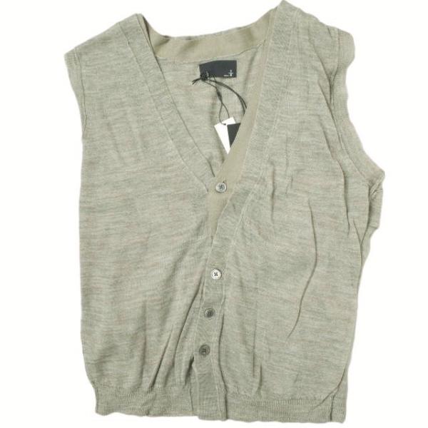 新品 m-n 1/4 エムエヌクオーター 日本製 レイヤードニットベスト H004 3 グレージュ ...
