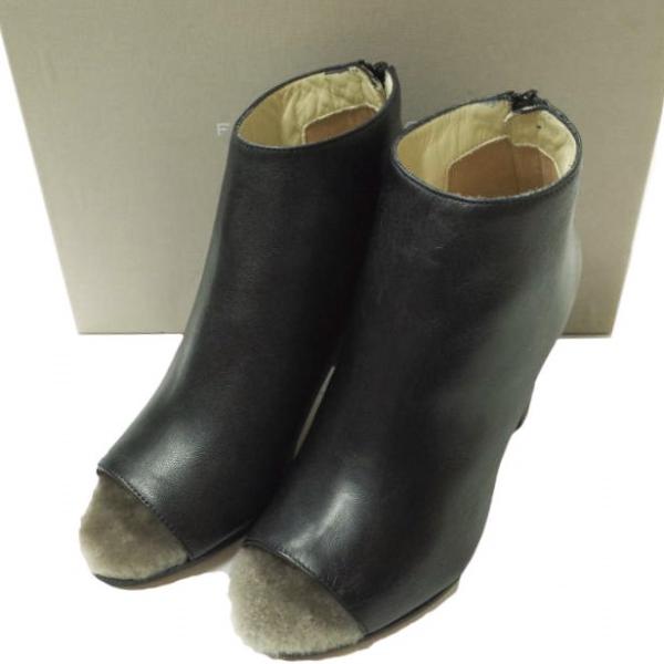 新品 FABIO RUSCONI ファビオルスコーニ オープントゥバックジップショートブーツ I-1...