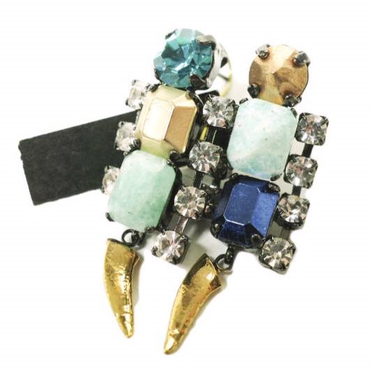 新品 IOSSELLIANI イオッセリアーニ カラーストーン ピアス 両耳用 0953 BLACK...