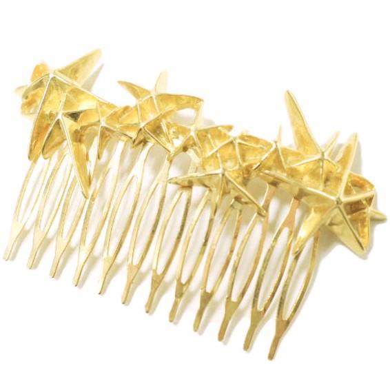 新品 PLUIE プリュイ シューティングスターコーム SHO-C ゴールド 星 ヘアジュエリー バ...