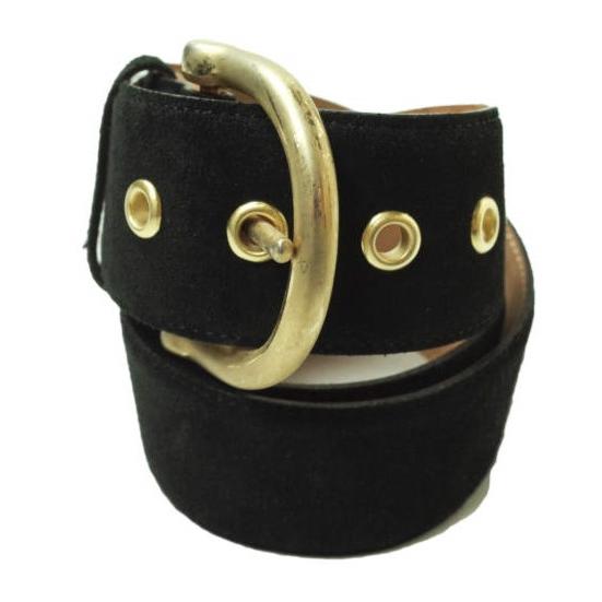 AMBOISE アンボワーズ フランス製 スエードレザーワイドベルト 85/34 ブラック バックル...