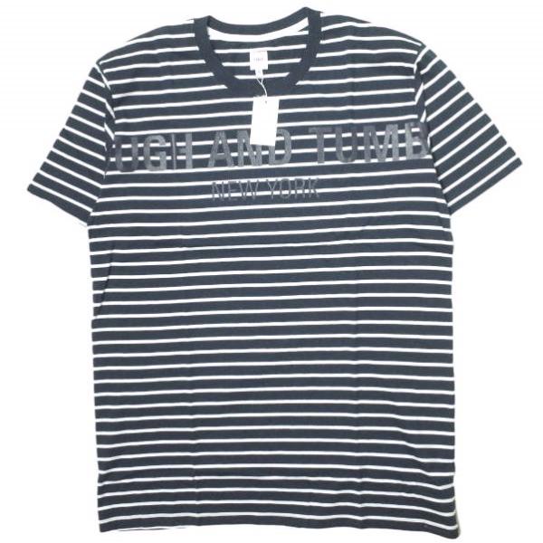 新品 RANDT アールアンドティー Logo S/S Stripe T-Shirt ロゴプリント ...