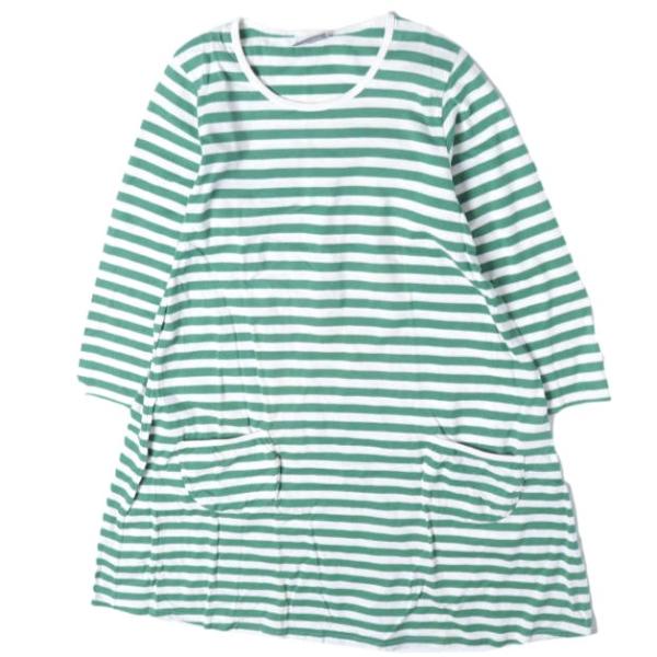 marimekko マリメッコ フィンランド製 コットンボーダーTシャツワンピース 52361-31...