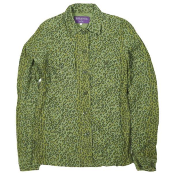 NEPENTHES ネペンテス 日本製 アニマル柄CPOシャツ 2 OLIVE 長袖 レオパード シ...