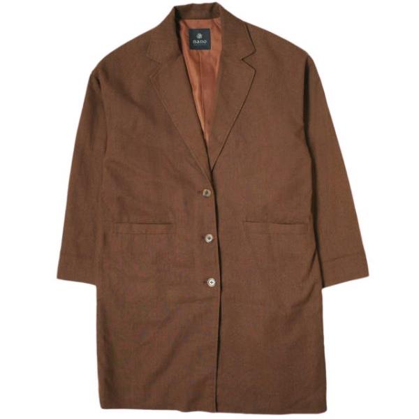 nano universe ナノユニバース リネンブレンドロングジャケットコート 673-01160...