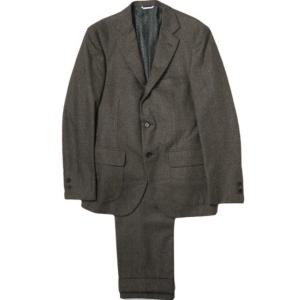 KENNETH FIELD ケネスフィールド BIRDS EYE WOOL FLANNEL SUITS 60s SPORTS COAT ＆ TRIM TROUSER 1P BROWN スーツ セットアップ g15050｜looponline