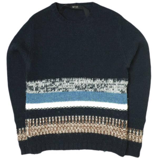 N°21 ヌメロヴェントゥーノ アルパカーボーダークルーネックニット ?P15IN1M0A00670...