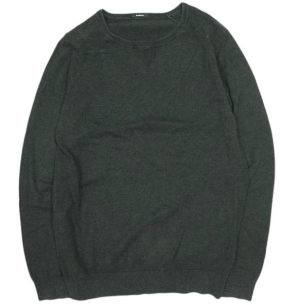 DENHAM デンハム Vガゼット付き ハイゲージコットン ラグランクルーネックニット 01-16-...