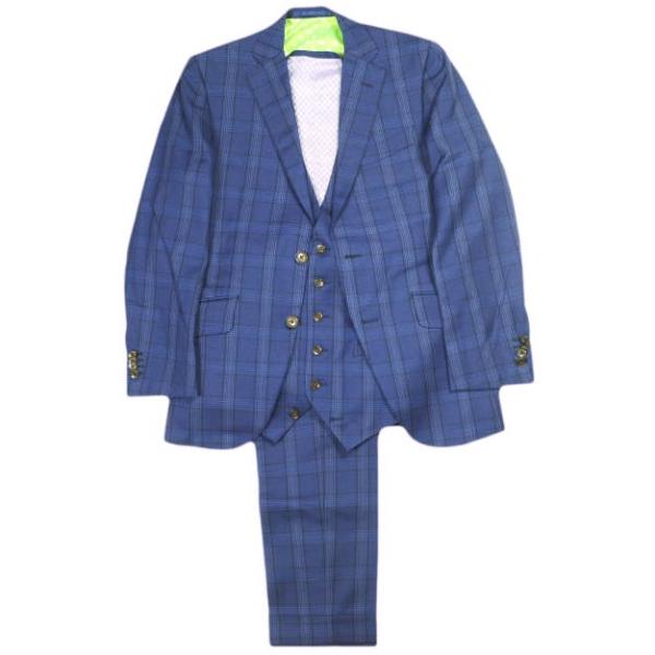Tollegno 1900 トレーニョ グレンチェック3ピーススーツ 通年モデル オーダーサイズ ネ...