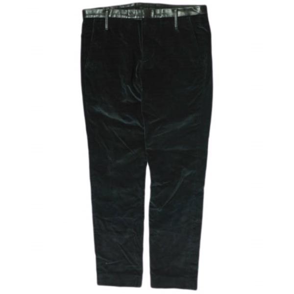 GUCCI グッチ イタリア製 レザーコンビ スリムベロアパンツ 352985 Z4716 46 ネ...