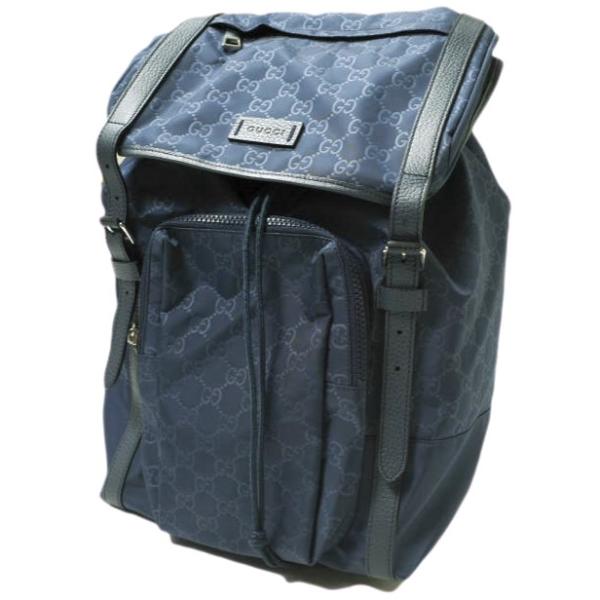GUCCI グッチ イタリア製 GGナイロン バックパック 387071 498879 ネイビー リ...