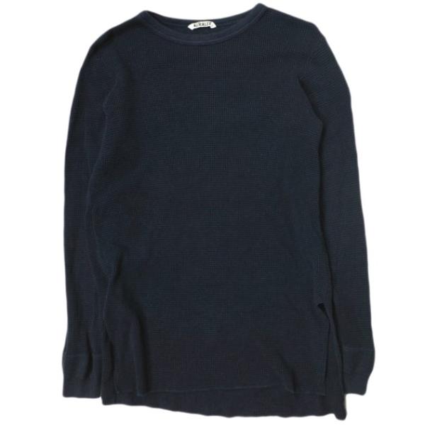 AURALEE オーラリー 日本製 INDIGO WAFFLE P/O インディゴ染めワッフルプルオ...
