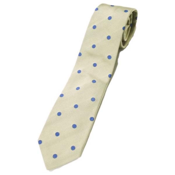JOHN COMFORT ジョンコンフォート 日本製 ポルカドットシルクネクタイ ベージュ/ブルー ...
