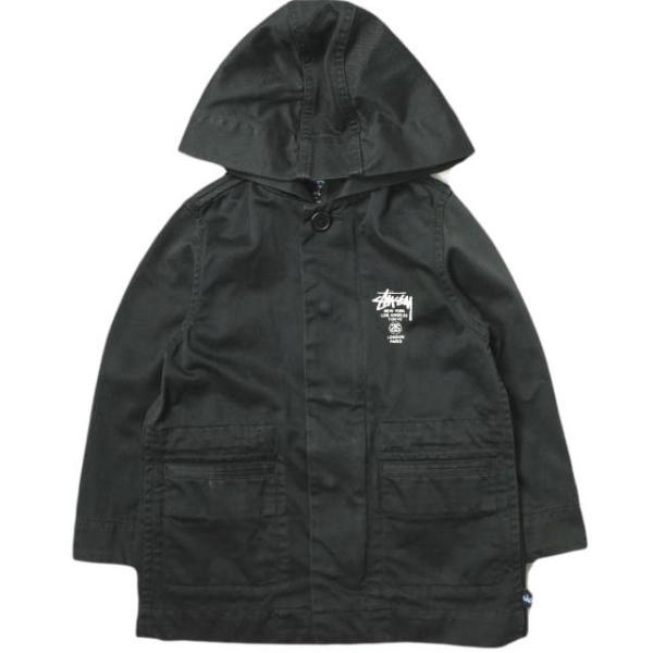 STUSSY ステューシー KIDS ワールドツアーロゴ コットンツイル フーデッドジャケット S/...