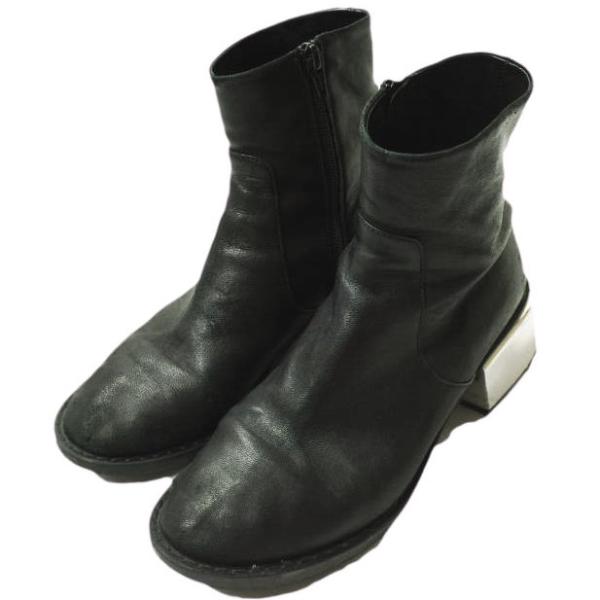 MM6 メゾンマルジェラ イタリア製 METALIC HEEL BOOTS メタルヒールサイドジップ...