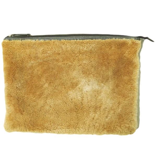 MASSIMO マッシモ イタリア製 ボアクラッチバッグ ベージュ ユニセックス カバン g1868...