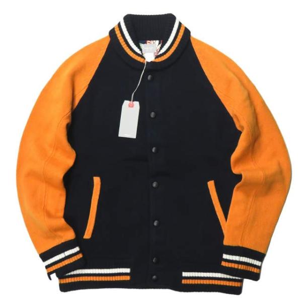 デラックス DELUXE PINBALL ラムウール ニットスタジャン 14AD3085 M ネイビ...