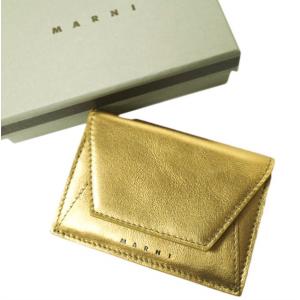 新品 MARNI マルニ イタリア製 TRIFOLD WALLET メタリック カウレザー 三つ折り...