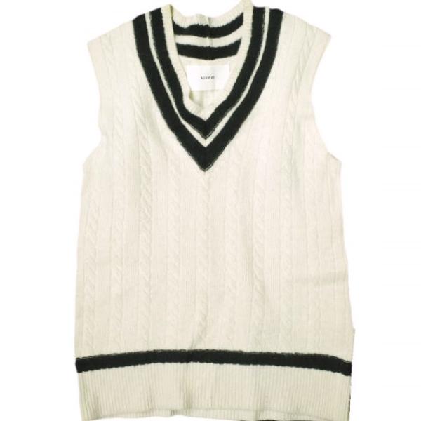 ADAWAS アダワス 日本製 チルデンニットベスト ADWA-901-51A 38 オフホワイト/...