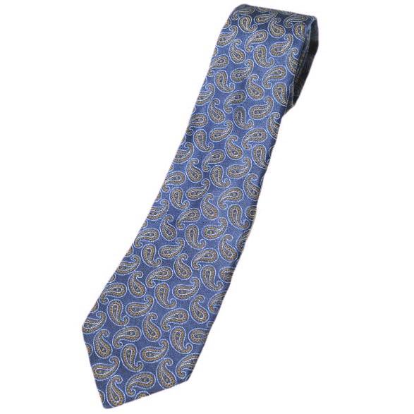 KITON キートン イタリア製 ペイズリーシルクネクタイ NAVY g21468