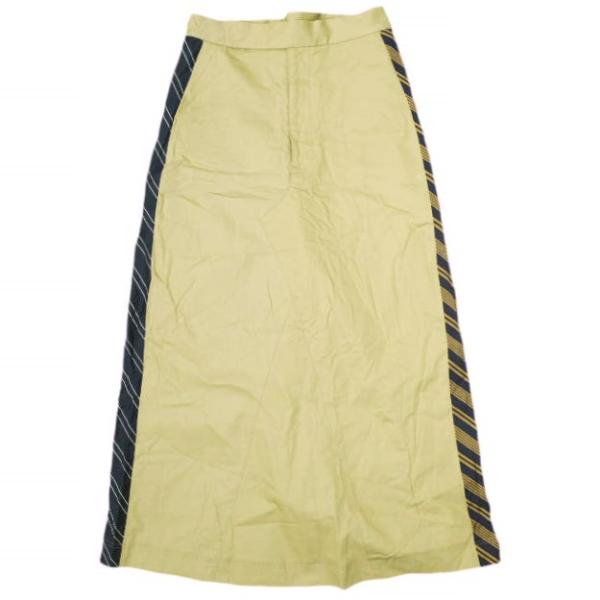 A エィス 日本製 異素材ドッキング ロングスカート AL2B445 2 ベージュ チノ レジメンタ...