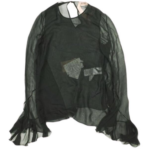 新品 N°21 ヌメロヴェントゥーノ 23SS フリルシルクブラウス L2 BLUSA TESSUT...