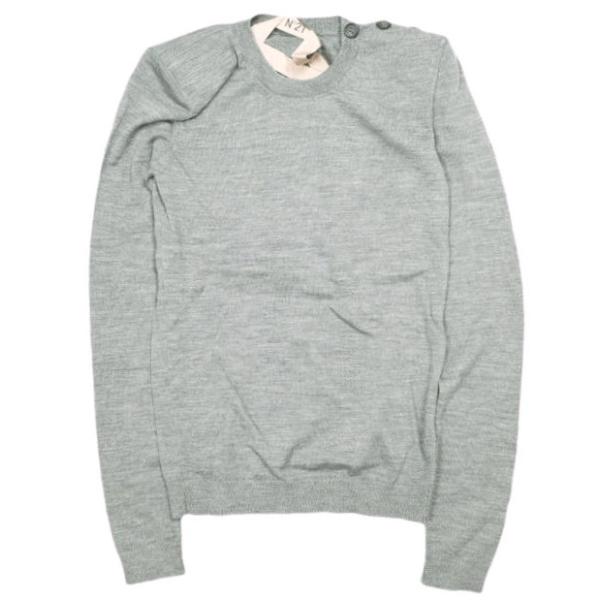 新品 N°21 ヌメロヴェントゥーノ 23SS ショルダーボタン ハイゲージウールクルーネックニット...