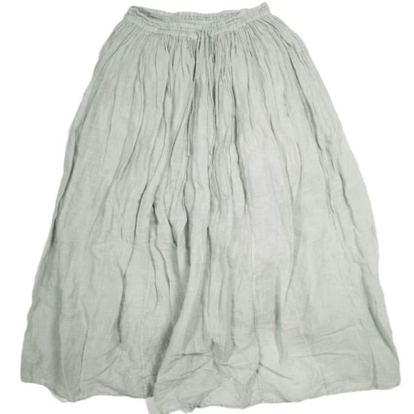 maison de soil メゾンドソイル インド製 コットンリネンギャザースカート 2 グレー ...