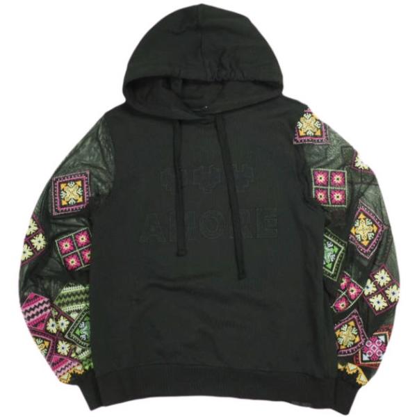Desigual デシグアル シースルー袖フーディ Sweat_loira 22SWSK09 M B...